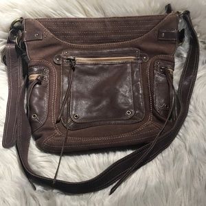 FOSSIL canvas and leather crossbody